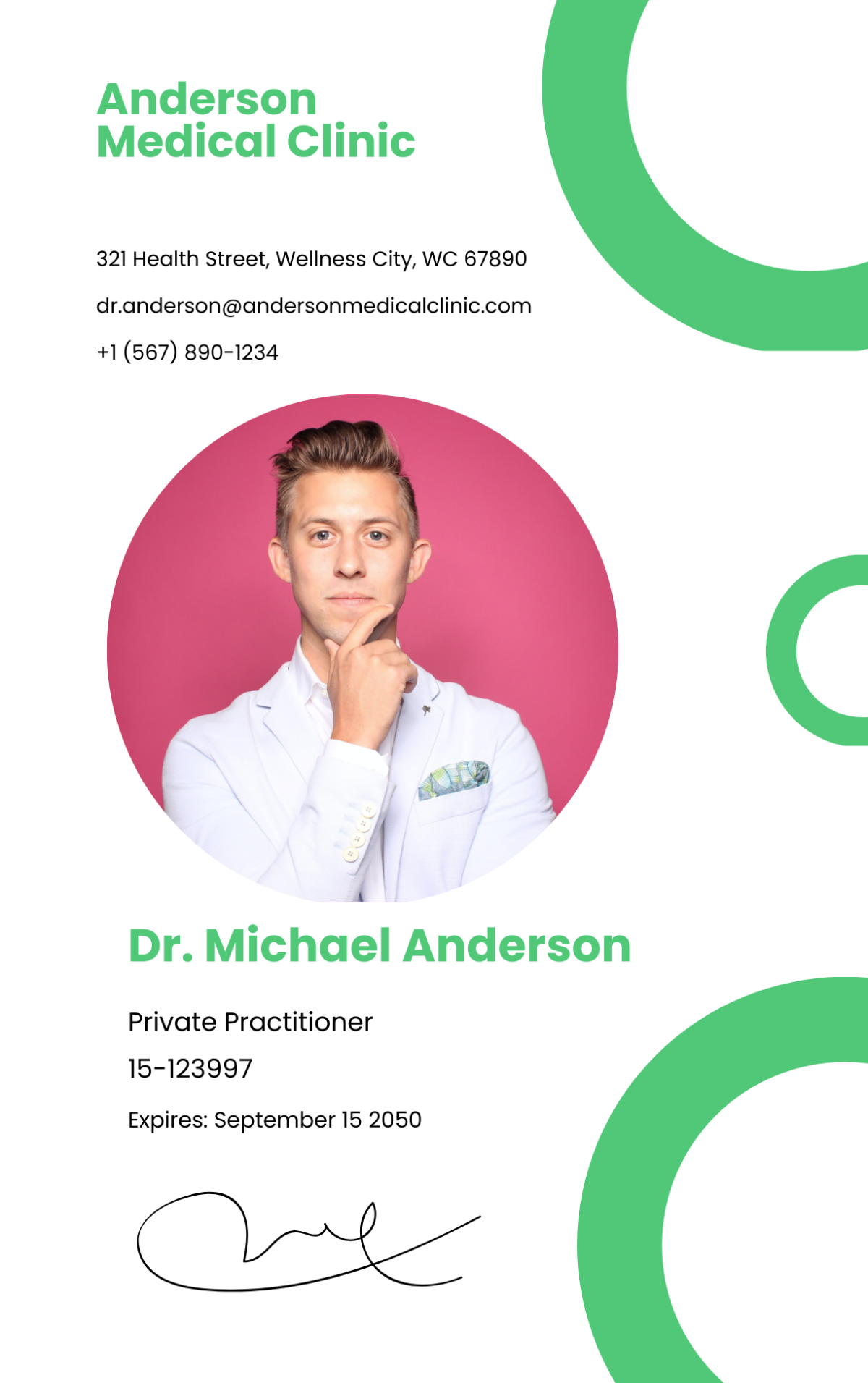 Private Doctor ID Card Template - Edit Online & Download