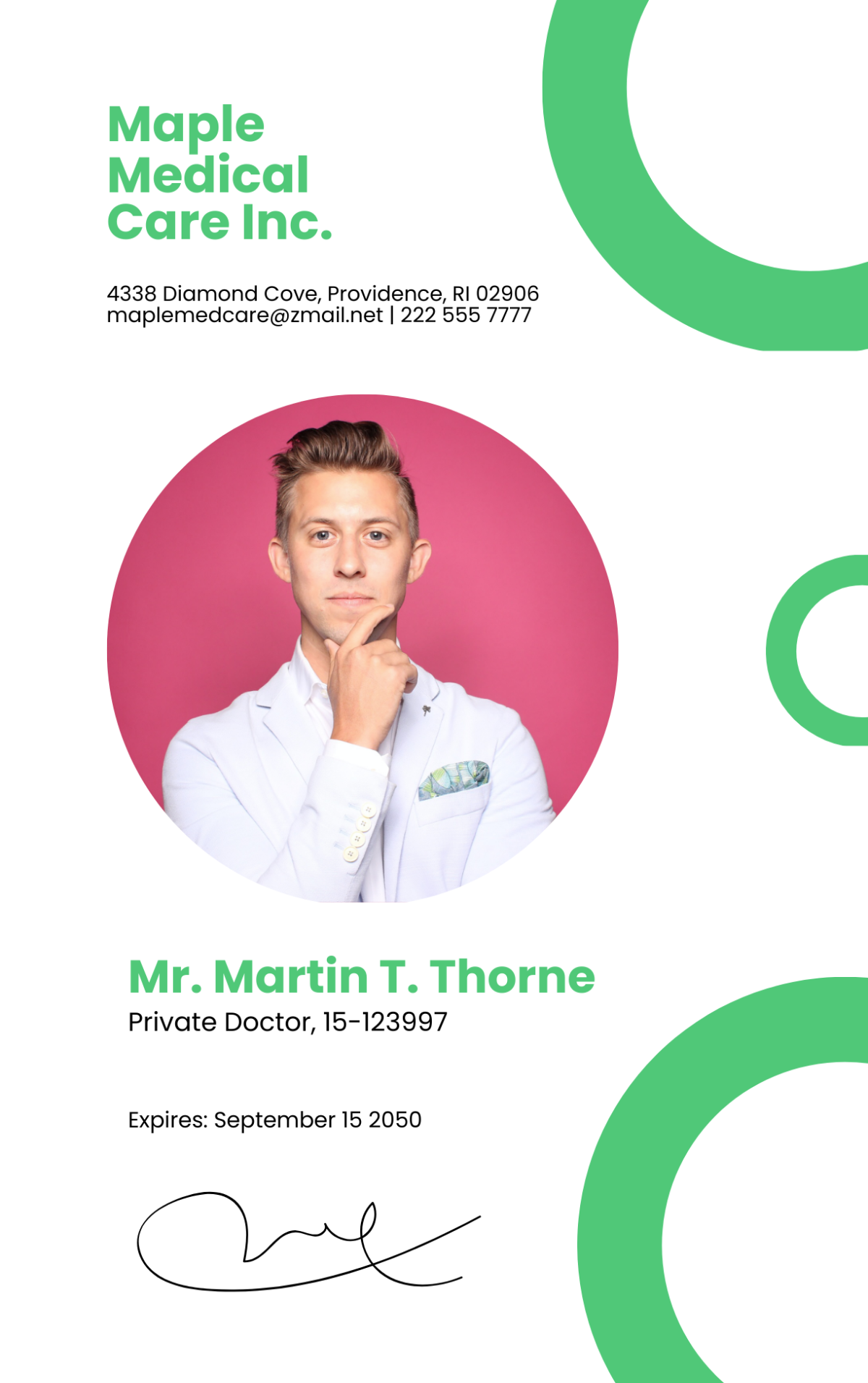 Private Doctor ID Card Template