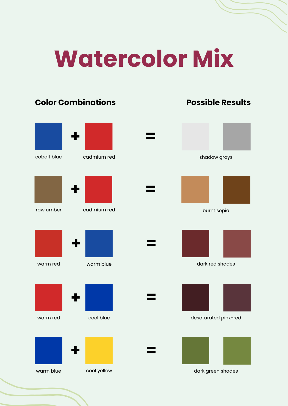 Free Watercolor Mixing Chart Template