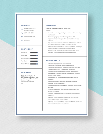 Assistant Program Manager Resume Template