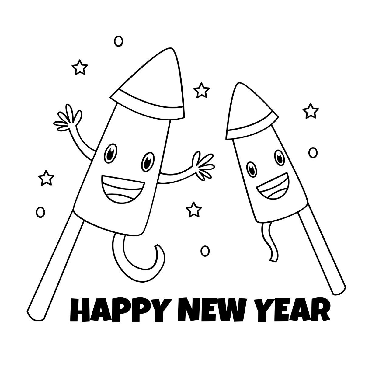 Cute New Year's Eve Drawing Template