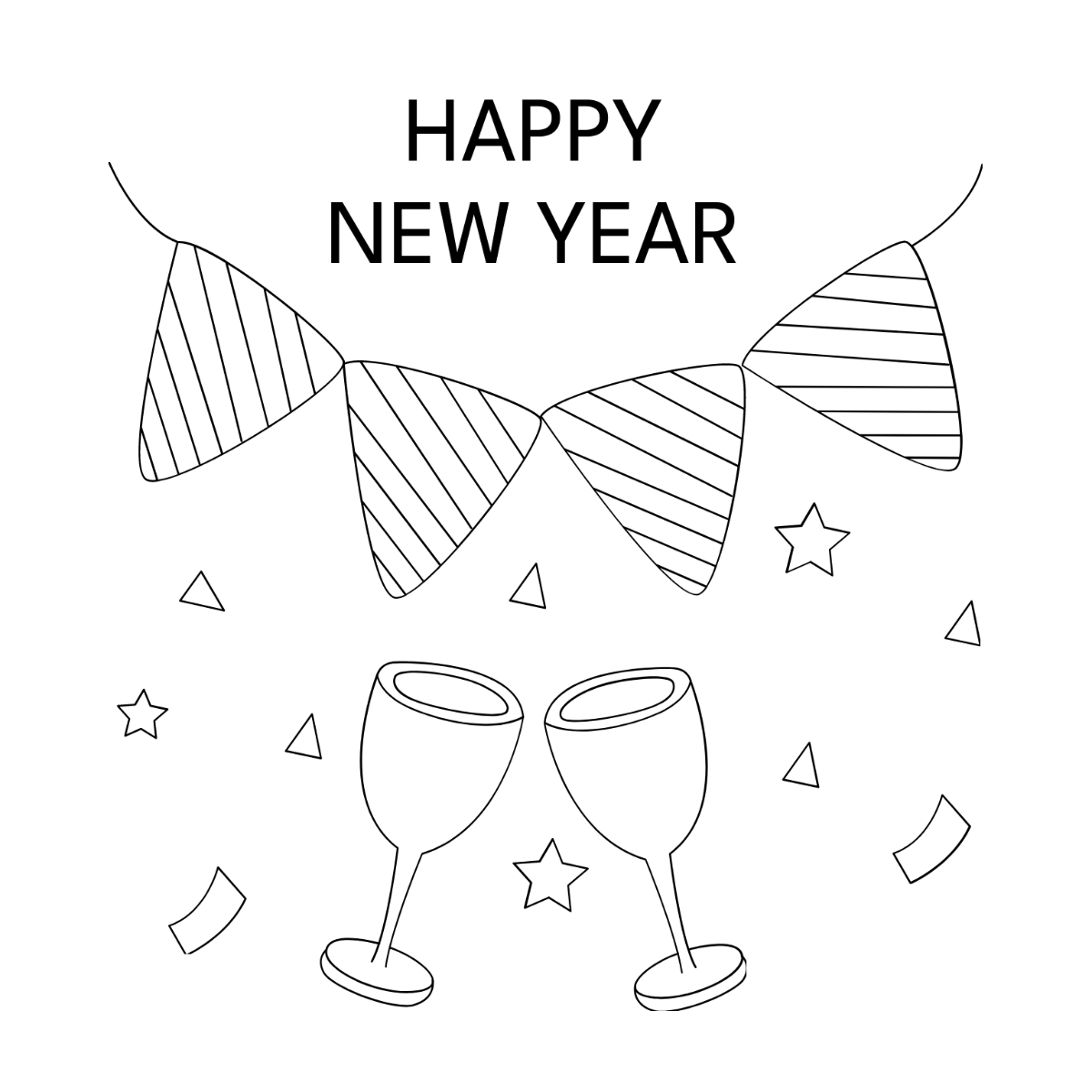 New Year's Eve Image Drawing Template