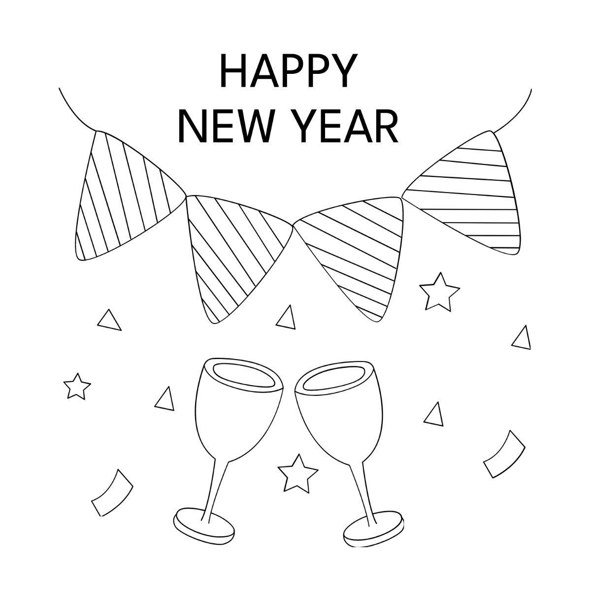 Free New Year's Eve Image Drawing Template