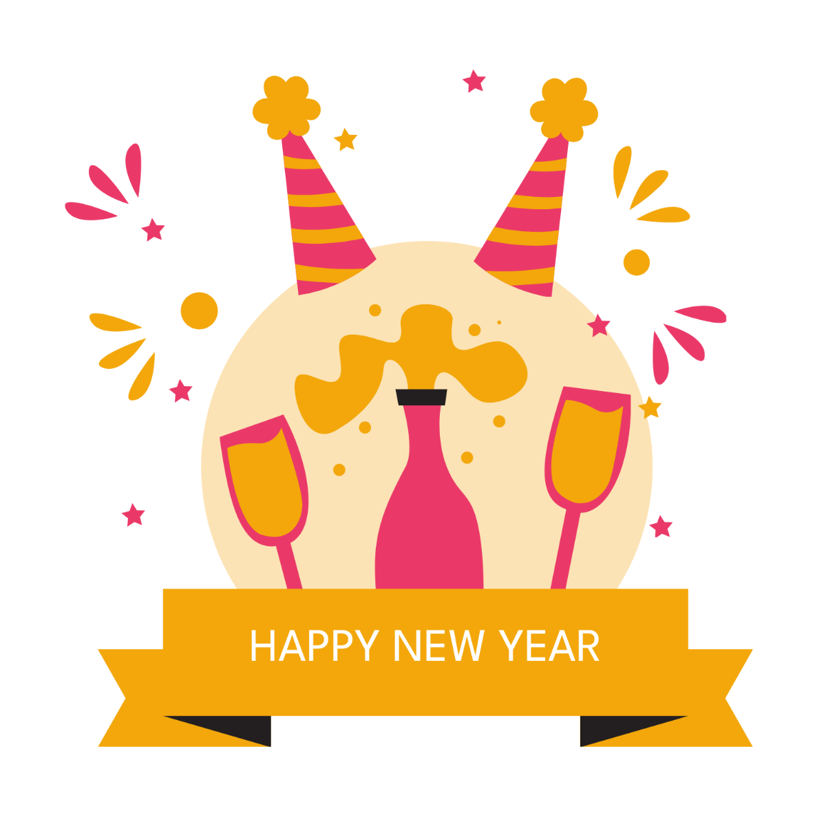 Transparent New Year's Day Clipart Template