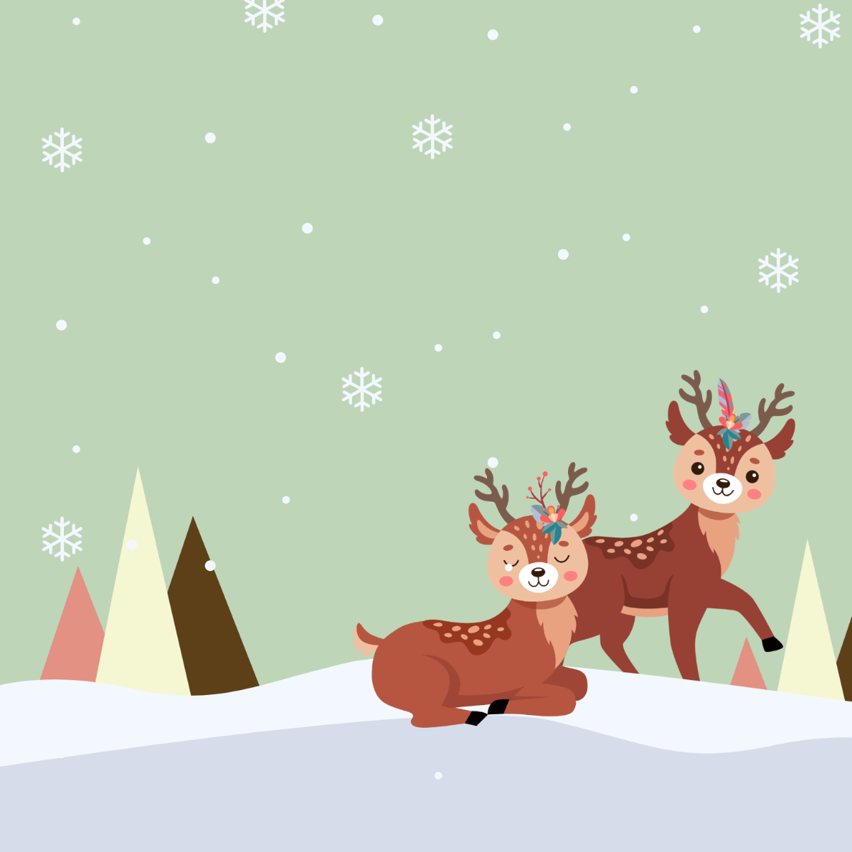 Free Cartoon Christmas Animals Clipart Template