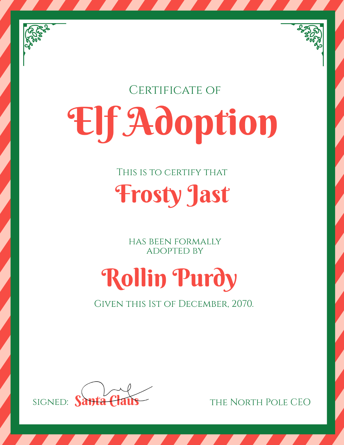 Elf Adoption Certificate Template - Edit Online & Download