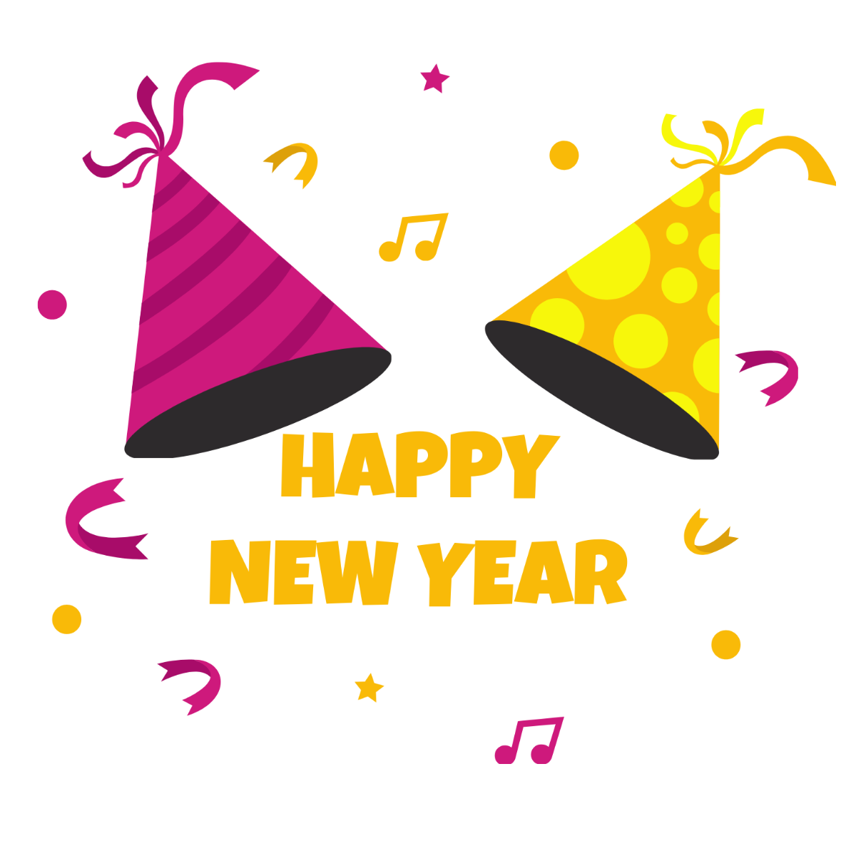 Happy New Year's Day Clipart Template