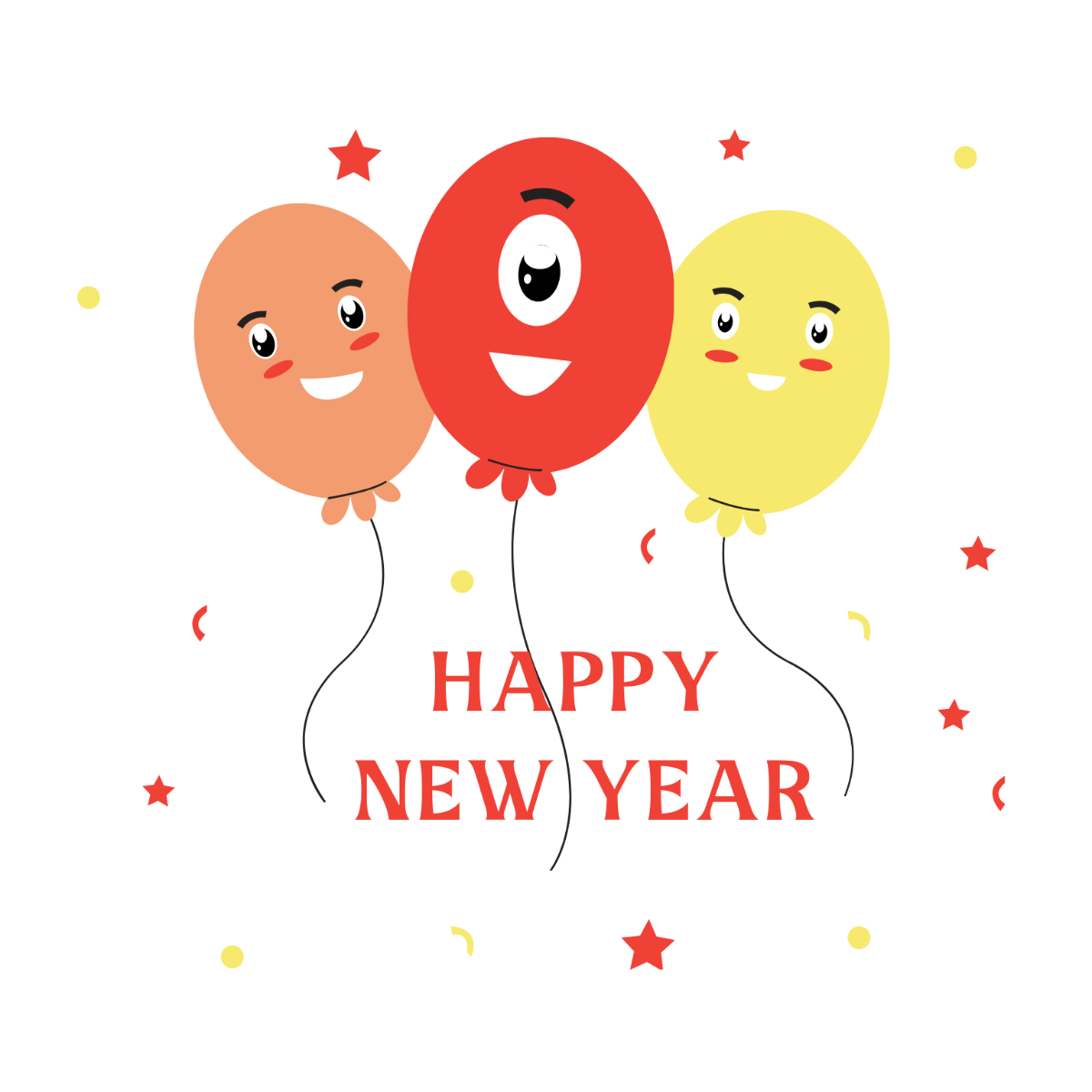 Cute New Year's Day Clipart Template