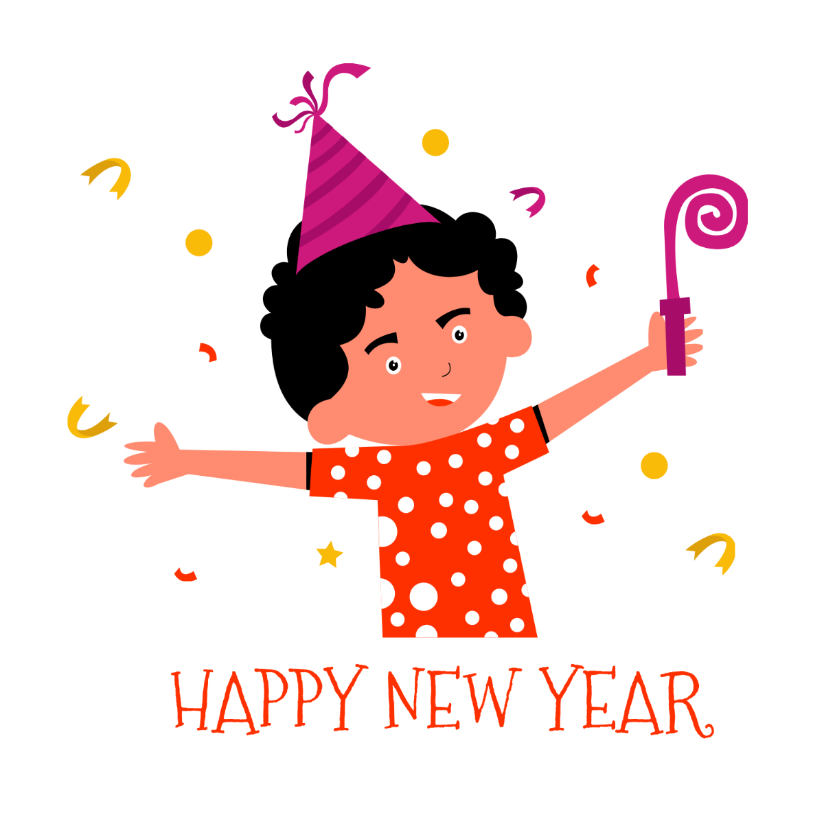 New Year's Day Cartoon Clipart Template