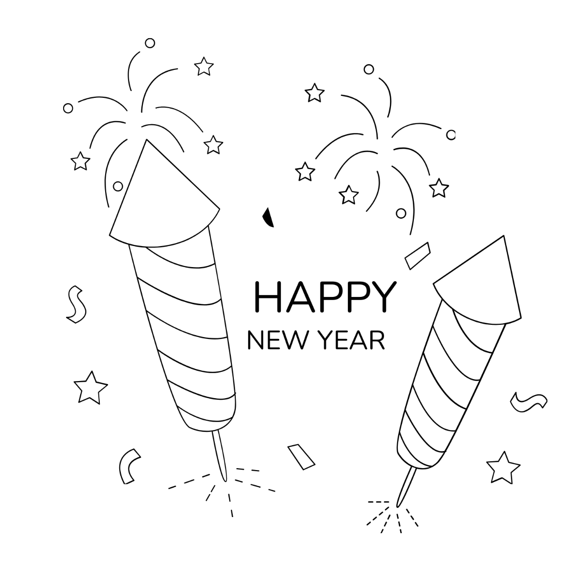 New Year's Day Color Drawing Template