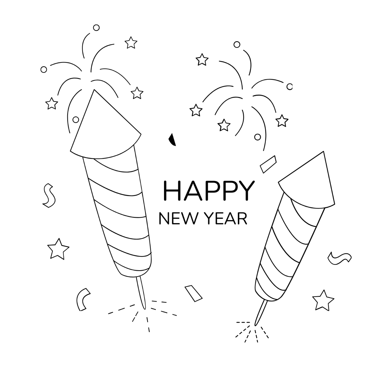 Free New Year's Day Color Drawing Template