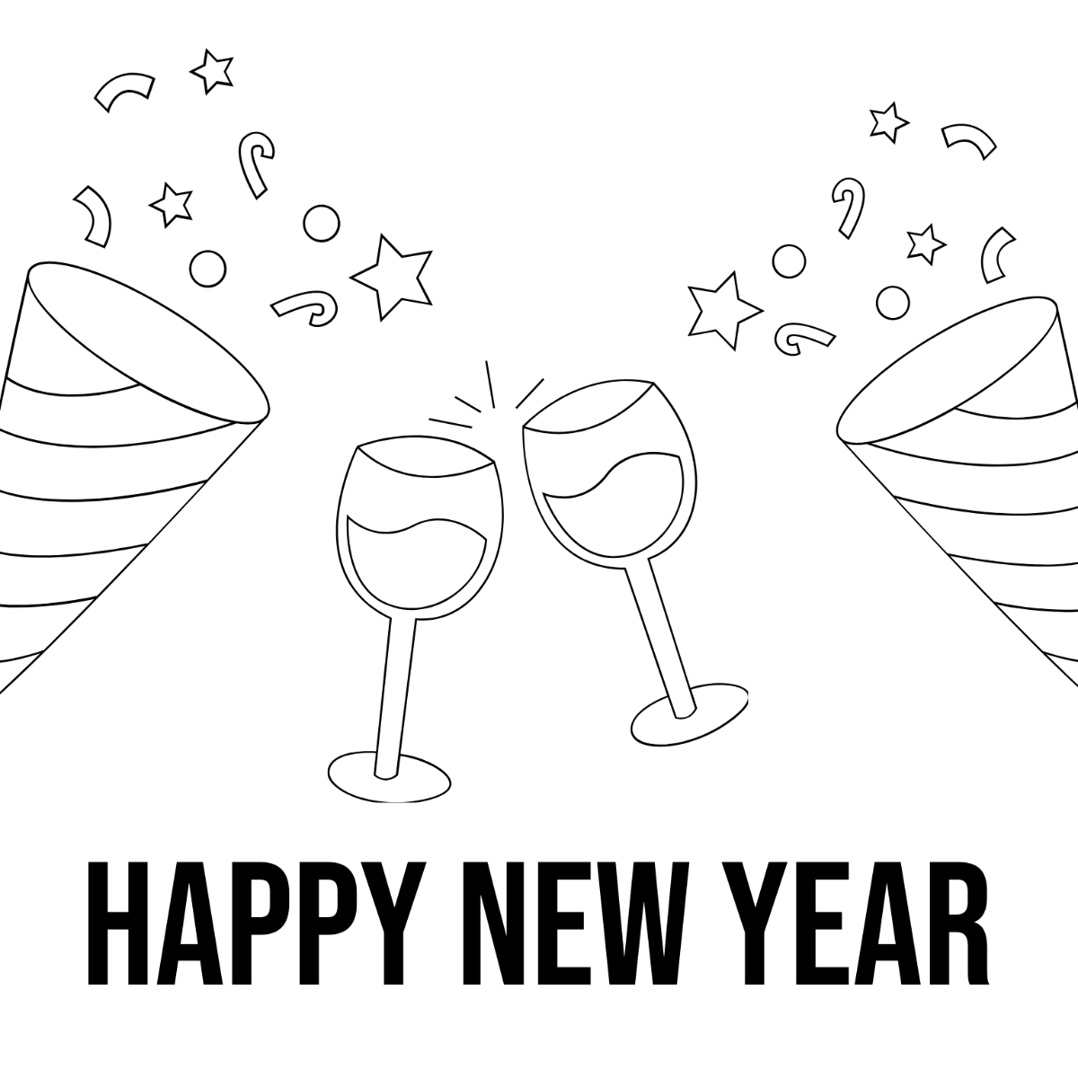 New Year's Day Image Drawing Template