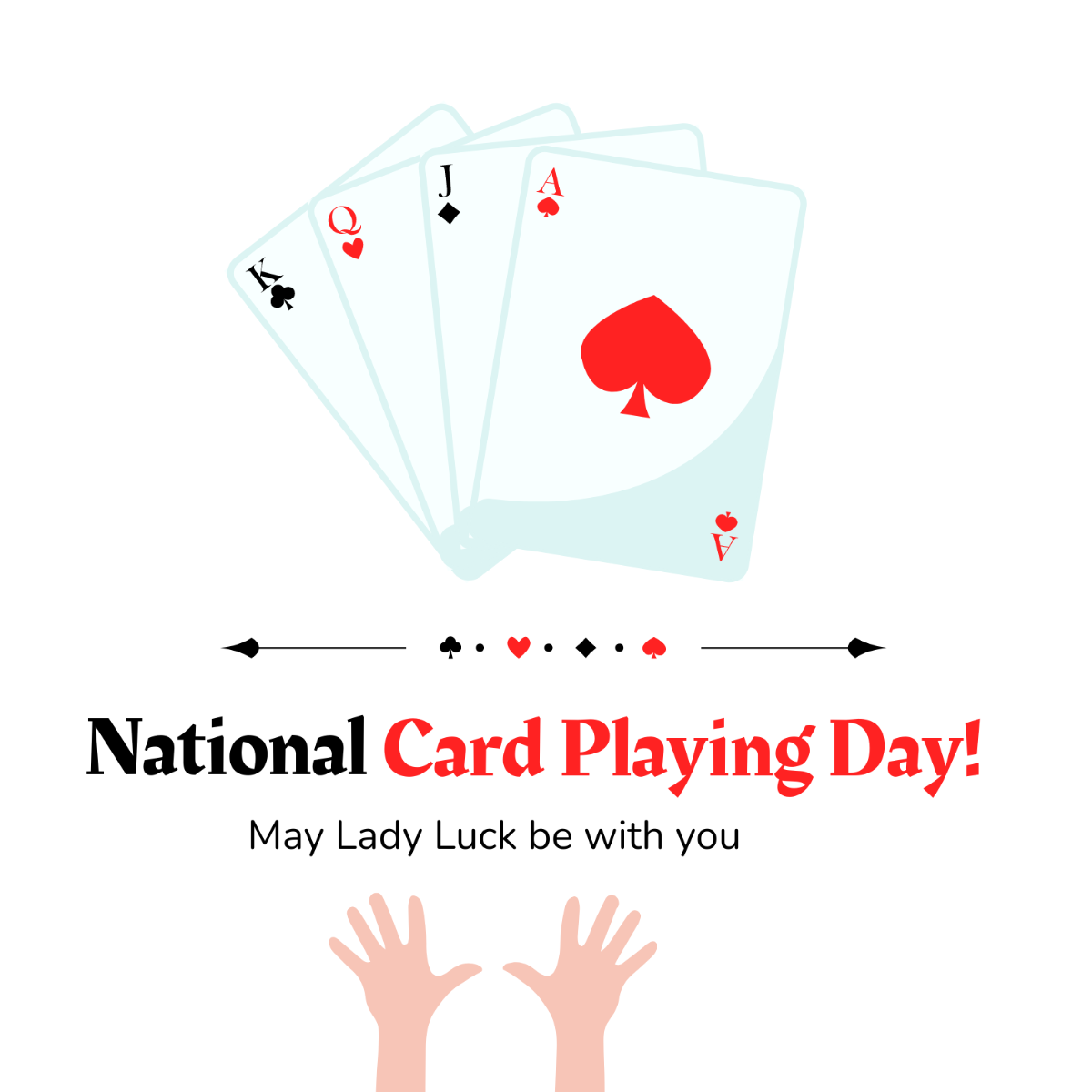 Free National Card Playing Day Wishes Vector Template