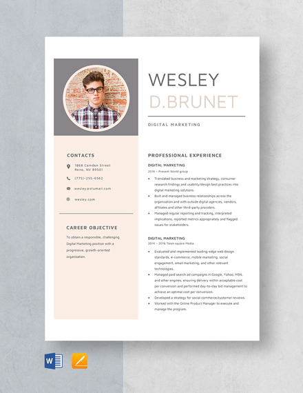 Digital Strategist Resume/CV Template - Word | Apple Pages