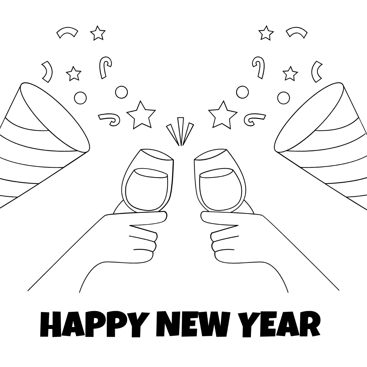 Easy New Year's Eve Drawing Template
