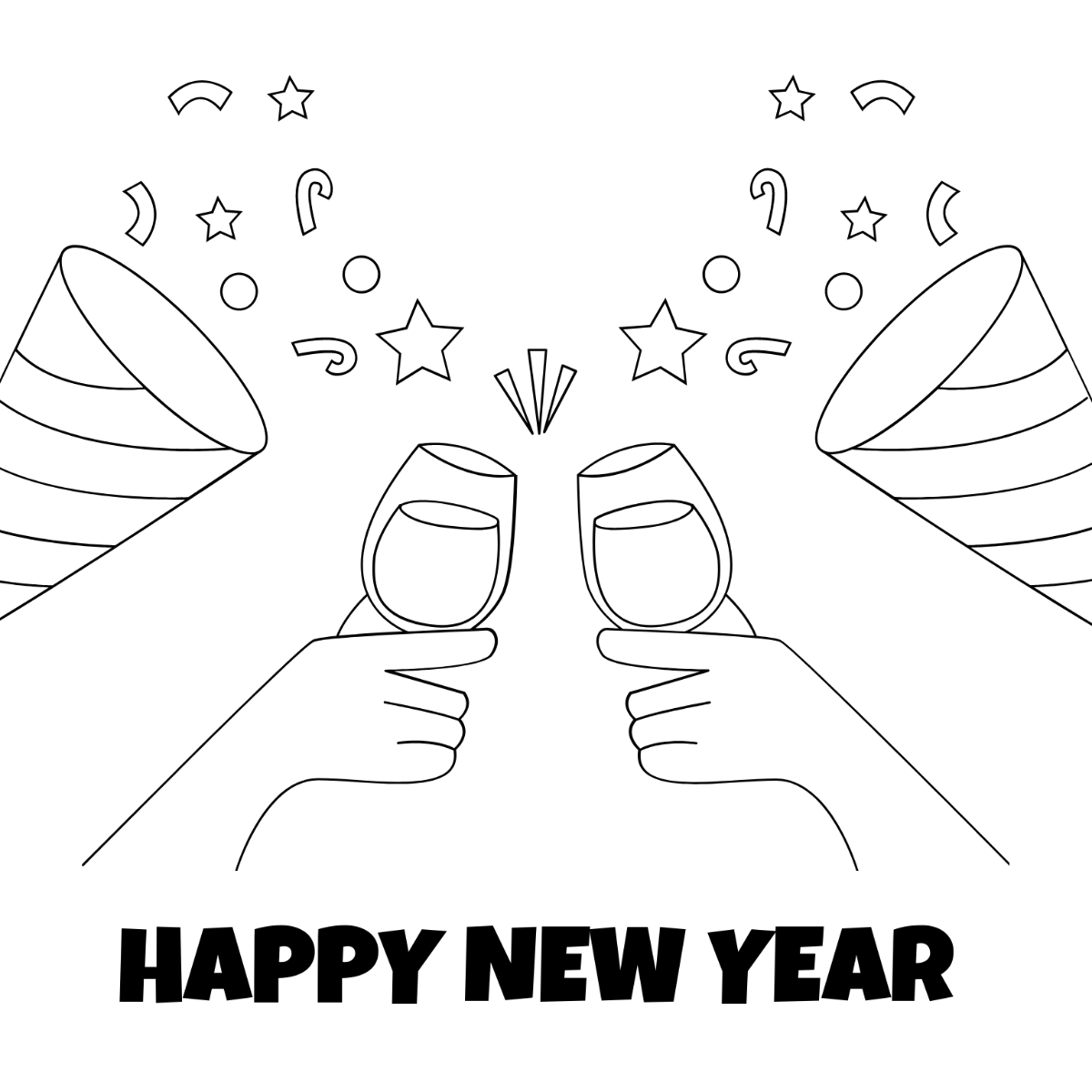 New Years Eve Drawing To Customize Online