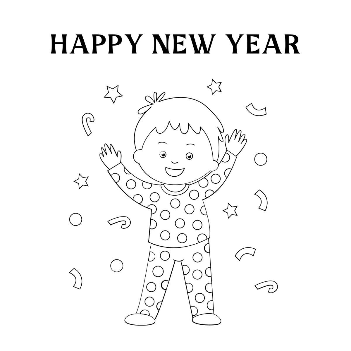 Kids New Year's Eve Drawing Template