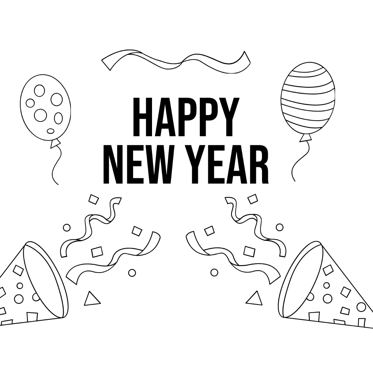 Easy New Year's Day Drawing Template
