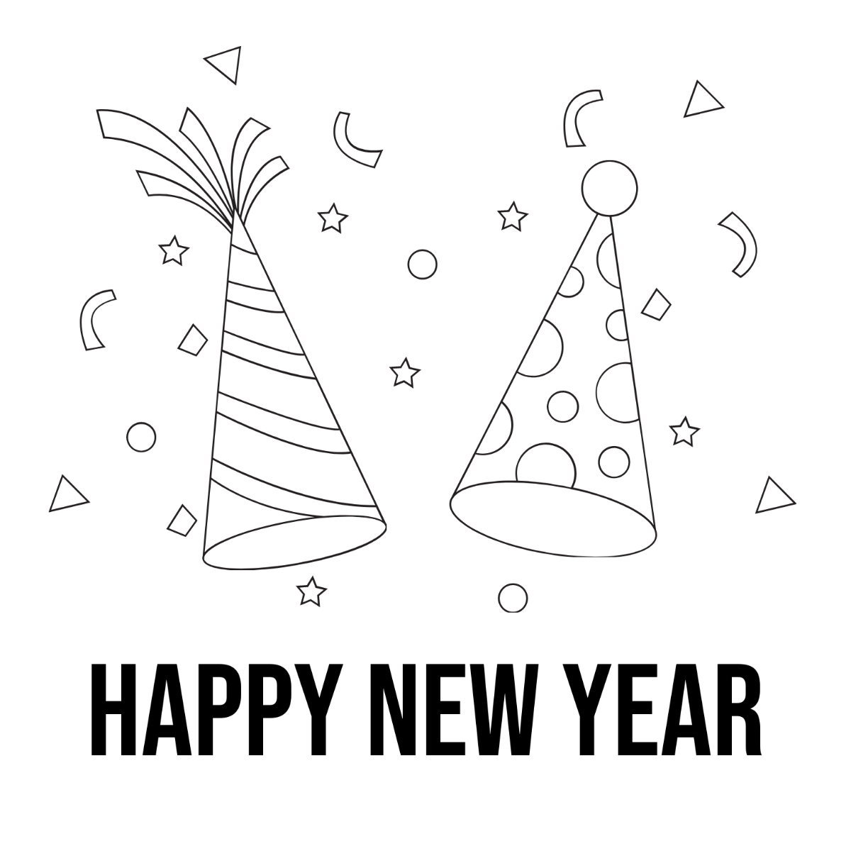 Beautiful New Year's Day Drawing Template