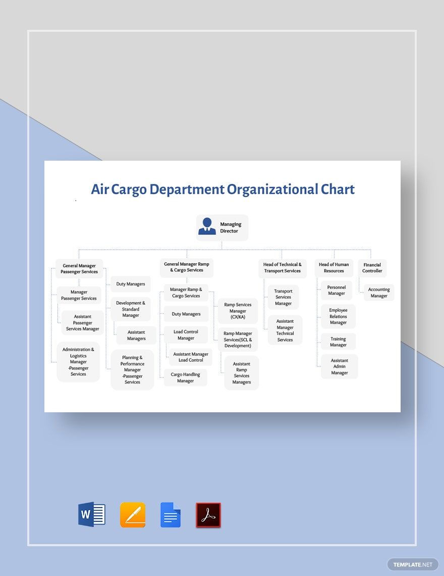 Air Cargo Department Organizational Chart Template in Word, Google Docs, PDF, Apple Pages