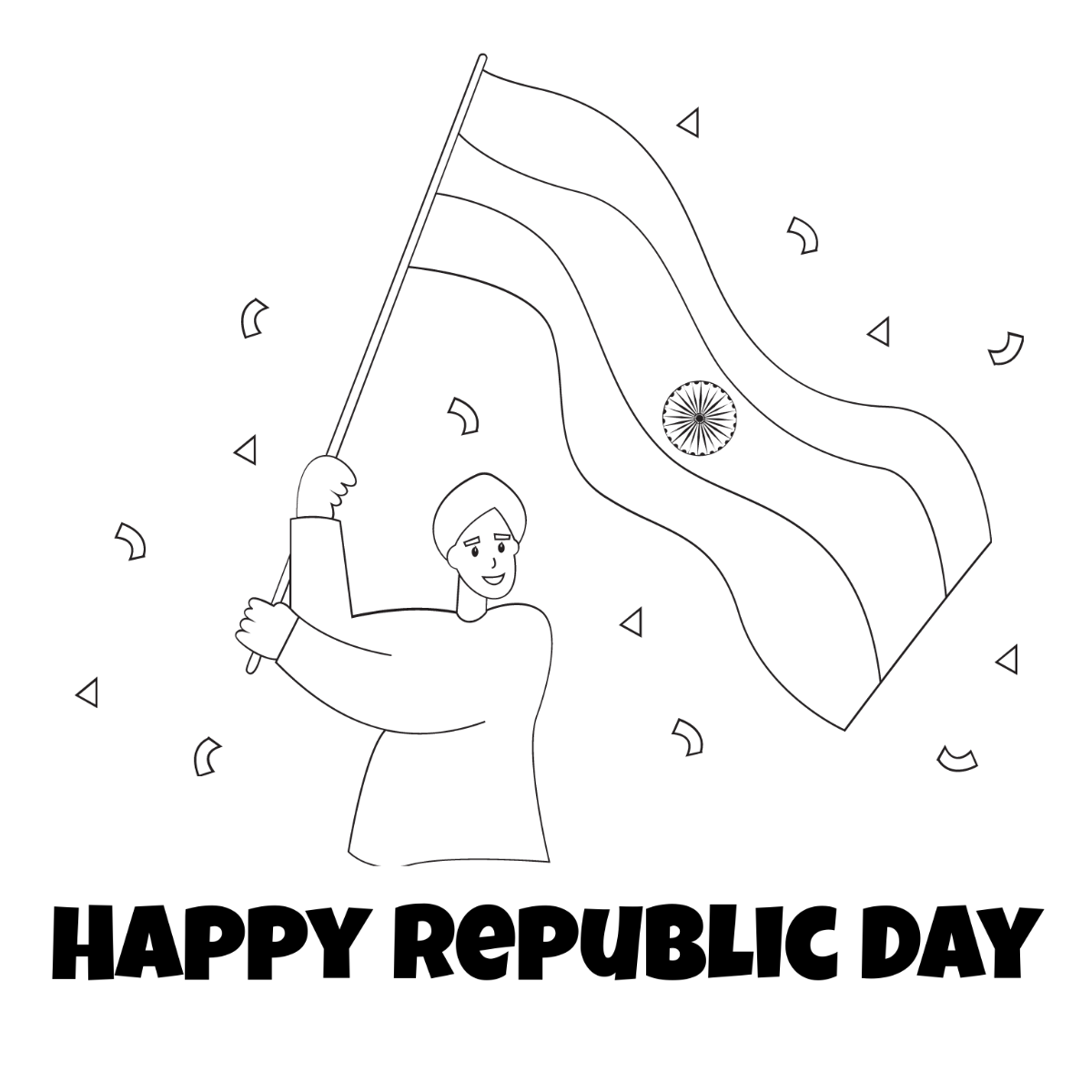 Happy Republic Day Drawing Template
