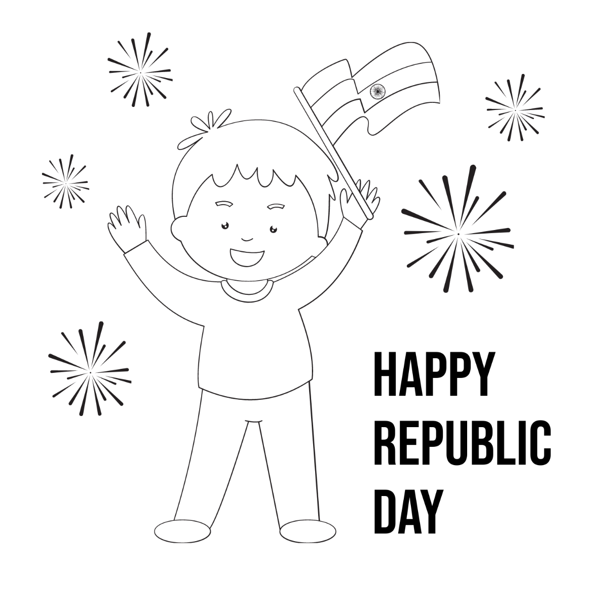 Free Republic Day Cartoon Drawing Template