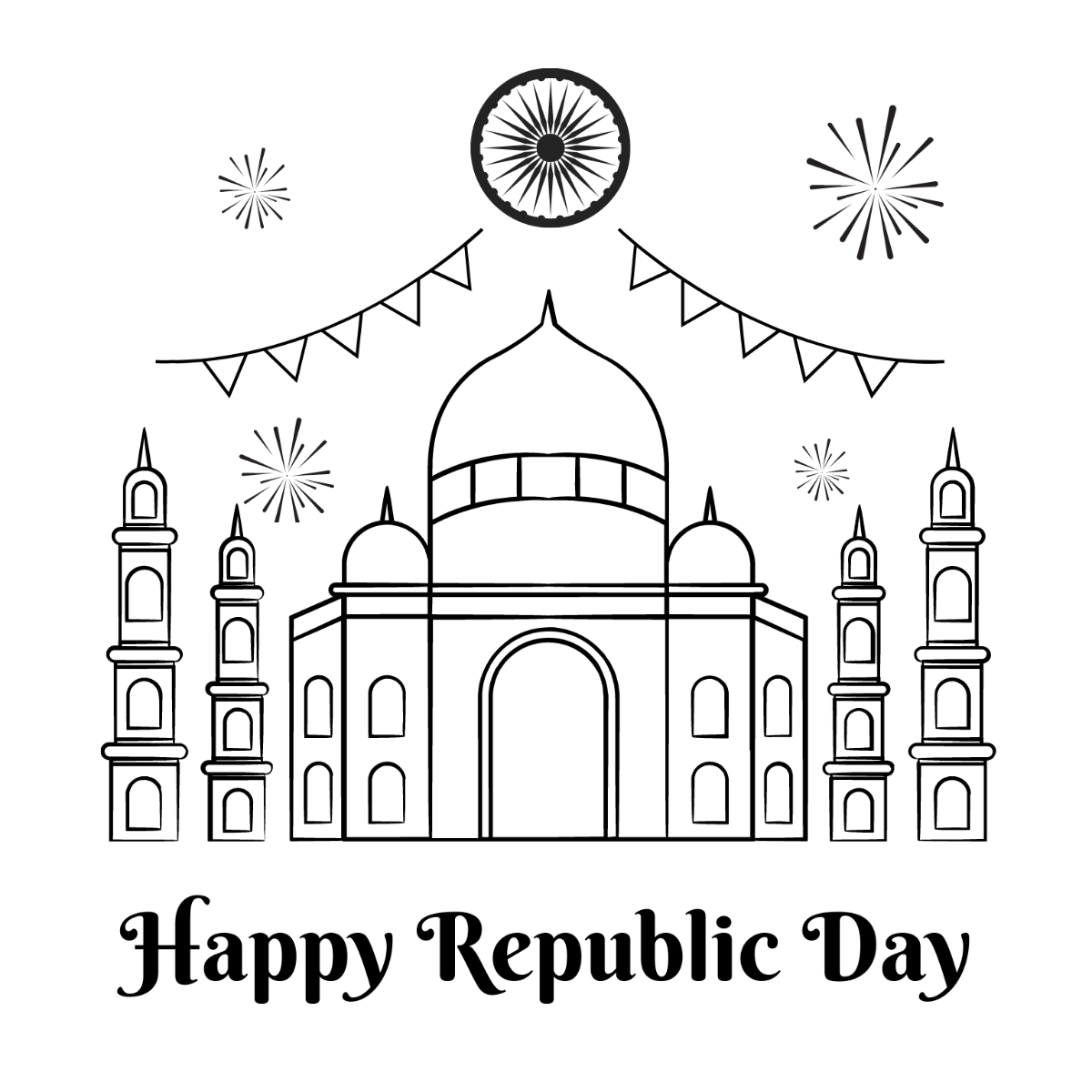 Republic Day Color Drawing Template