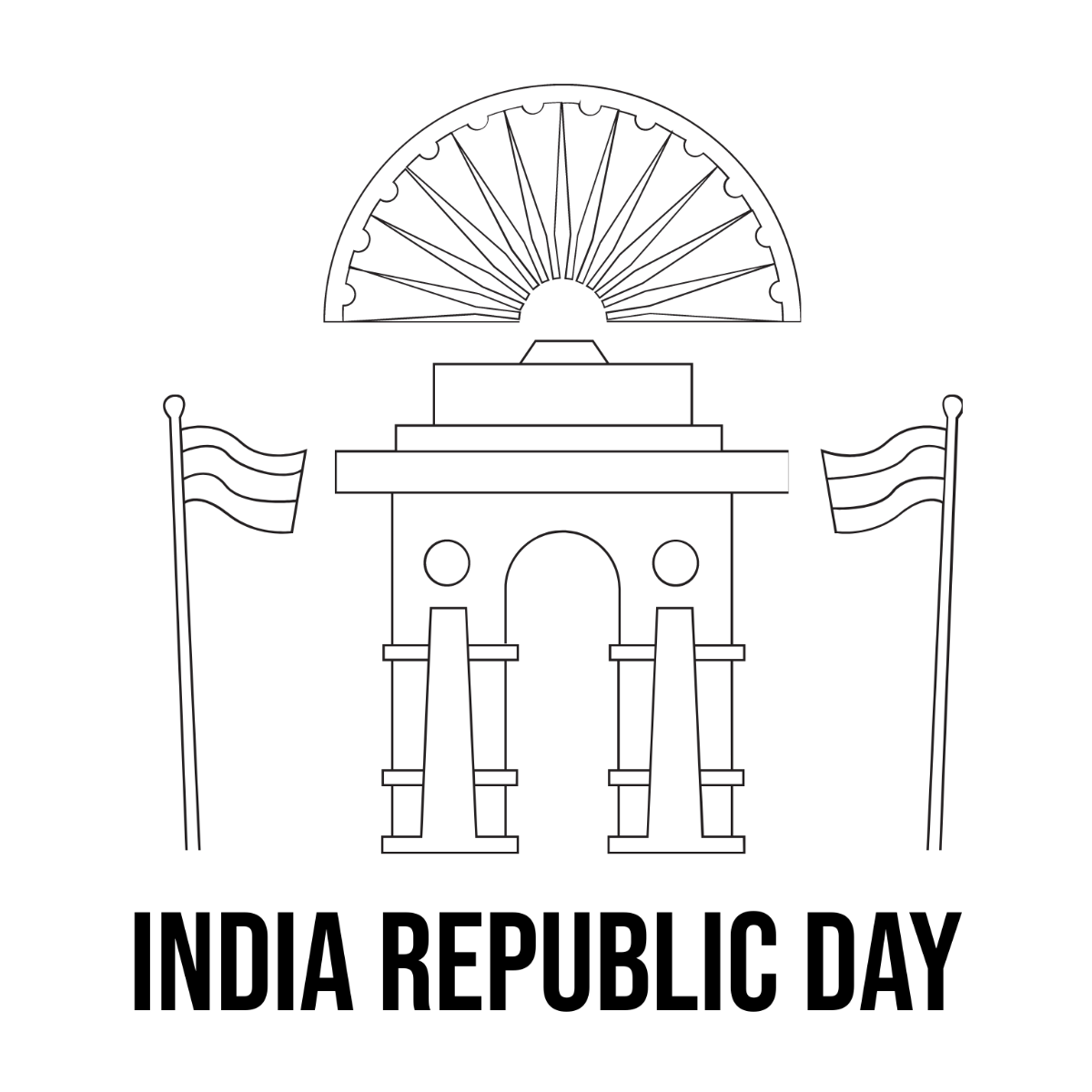 Republic Day Image Drawing Template