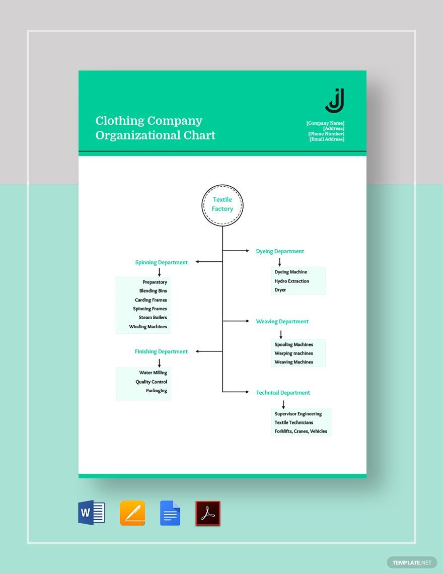 Clothing Company Organizational Chart Template in Word, Google Docs, PDF, Apple Pages