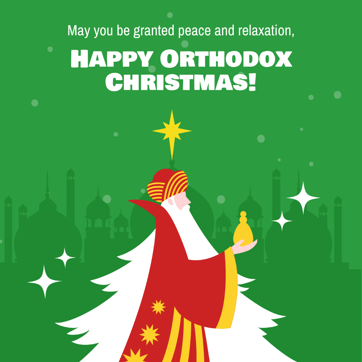 Orthodox Christmas Greeting Card Vector Template