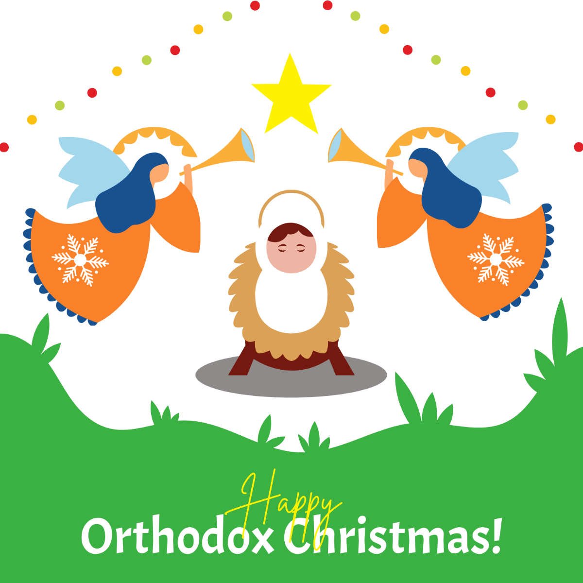 Happy Orthodox Christmas Vector Template