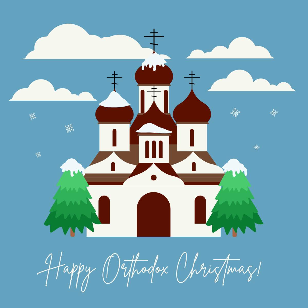 Happy Orthodox Christmas Illustration Template