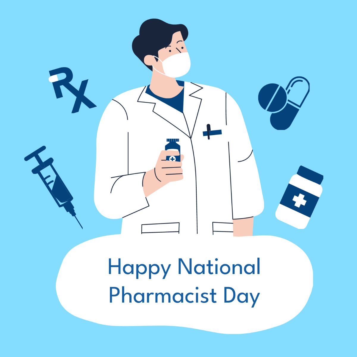 Happy National Pharmacist Day Illustration Template