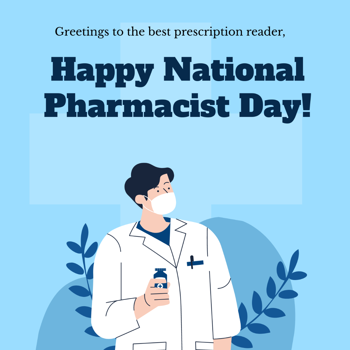 National Pharmacist Day Wishes Vector Template