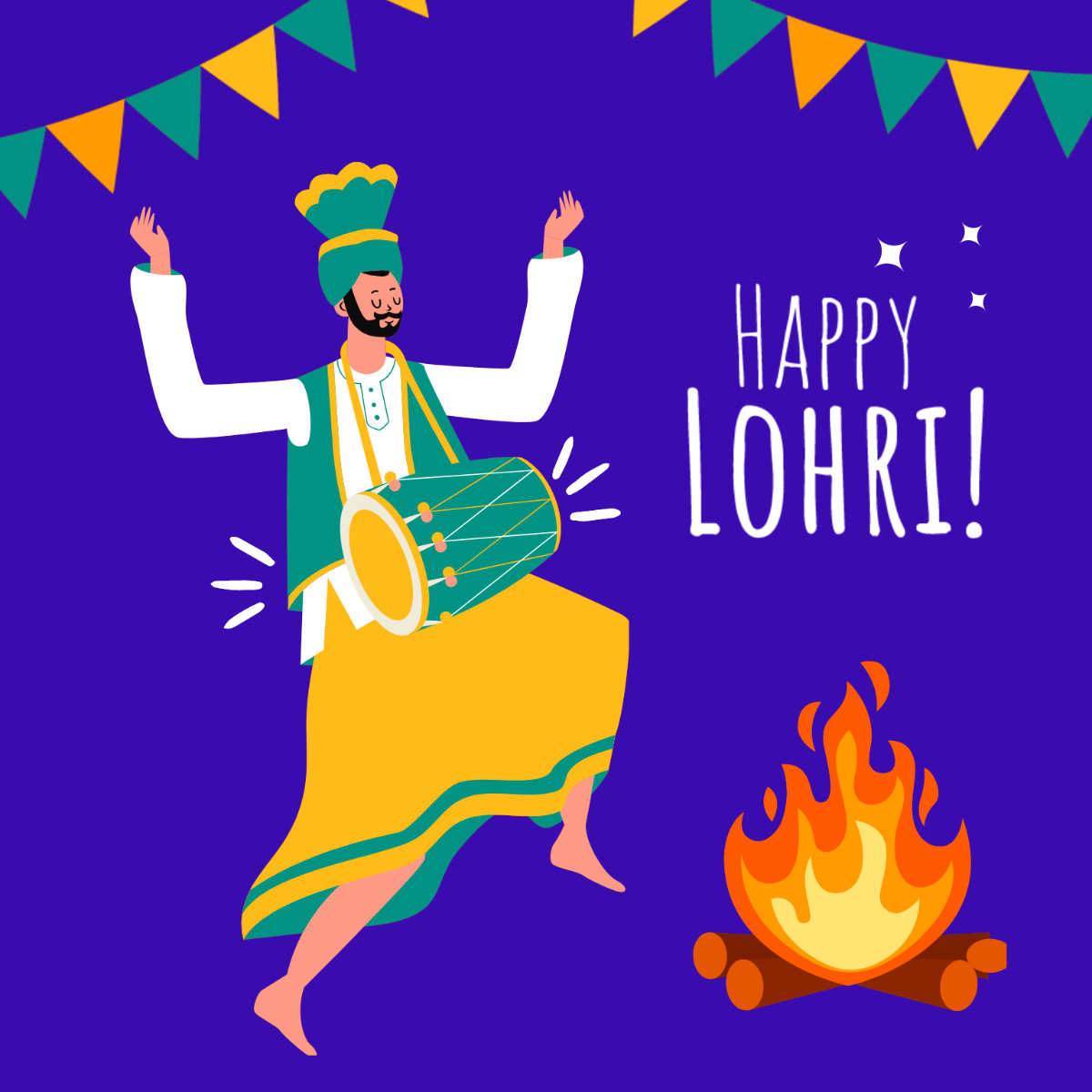 Happy Lohri Illustration Template