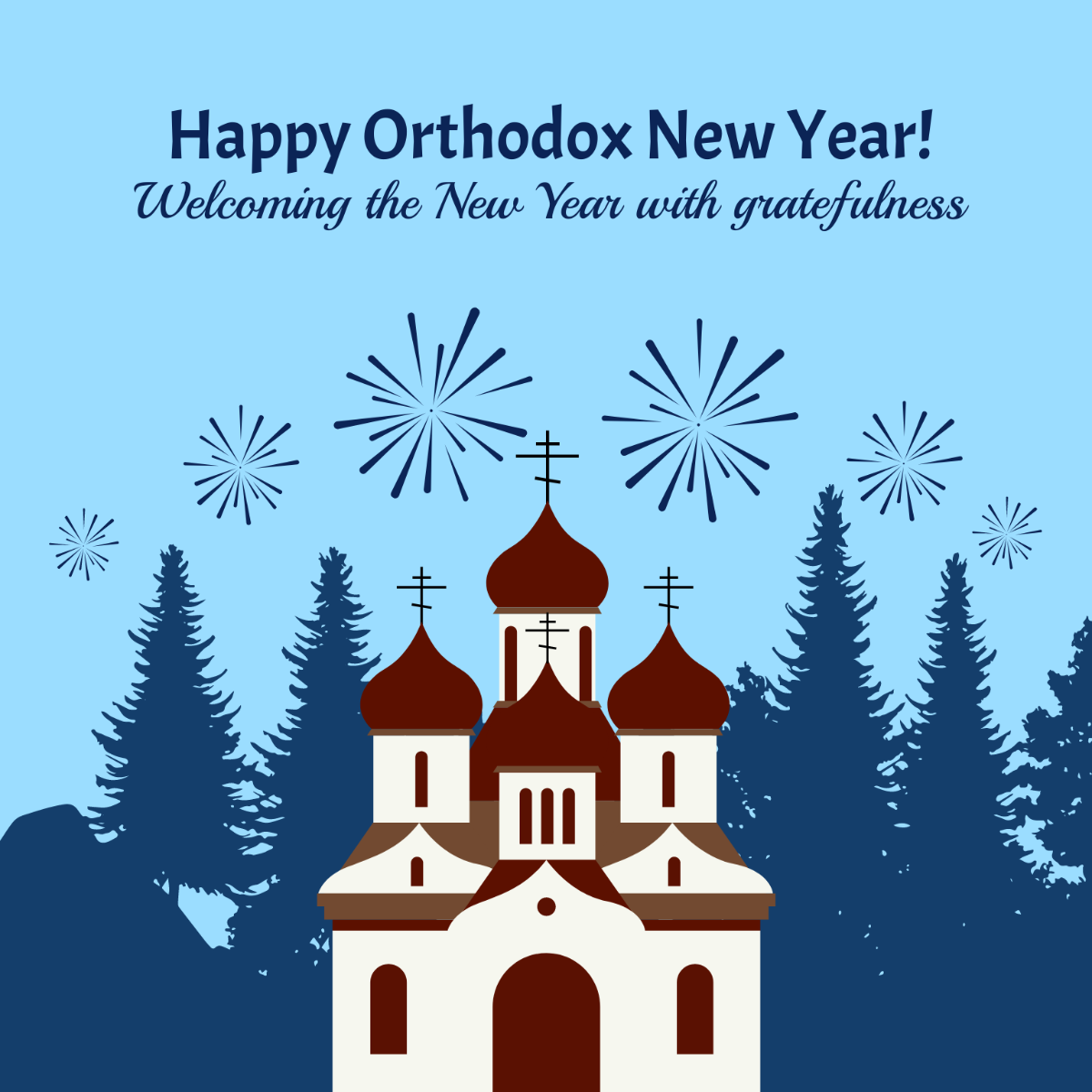 Orthodox New Year Poster Vector