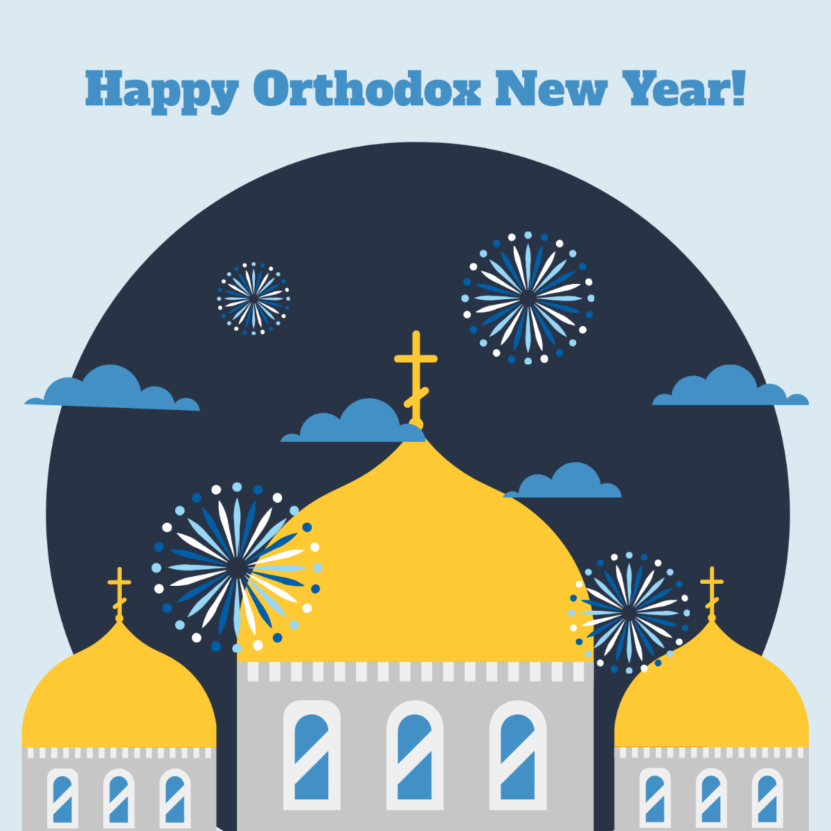Happy Orthodox New Year Vector Template