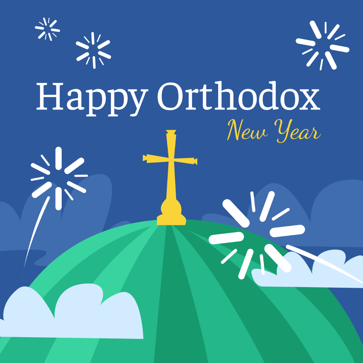 Orthodox New Year Illustration Template