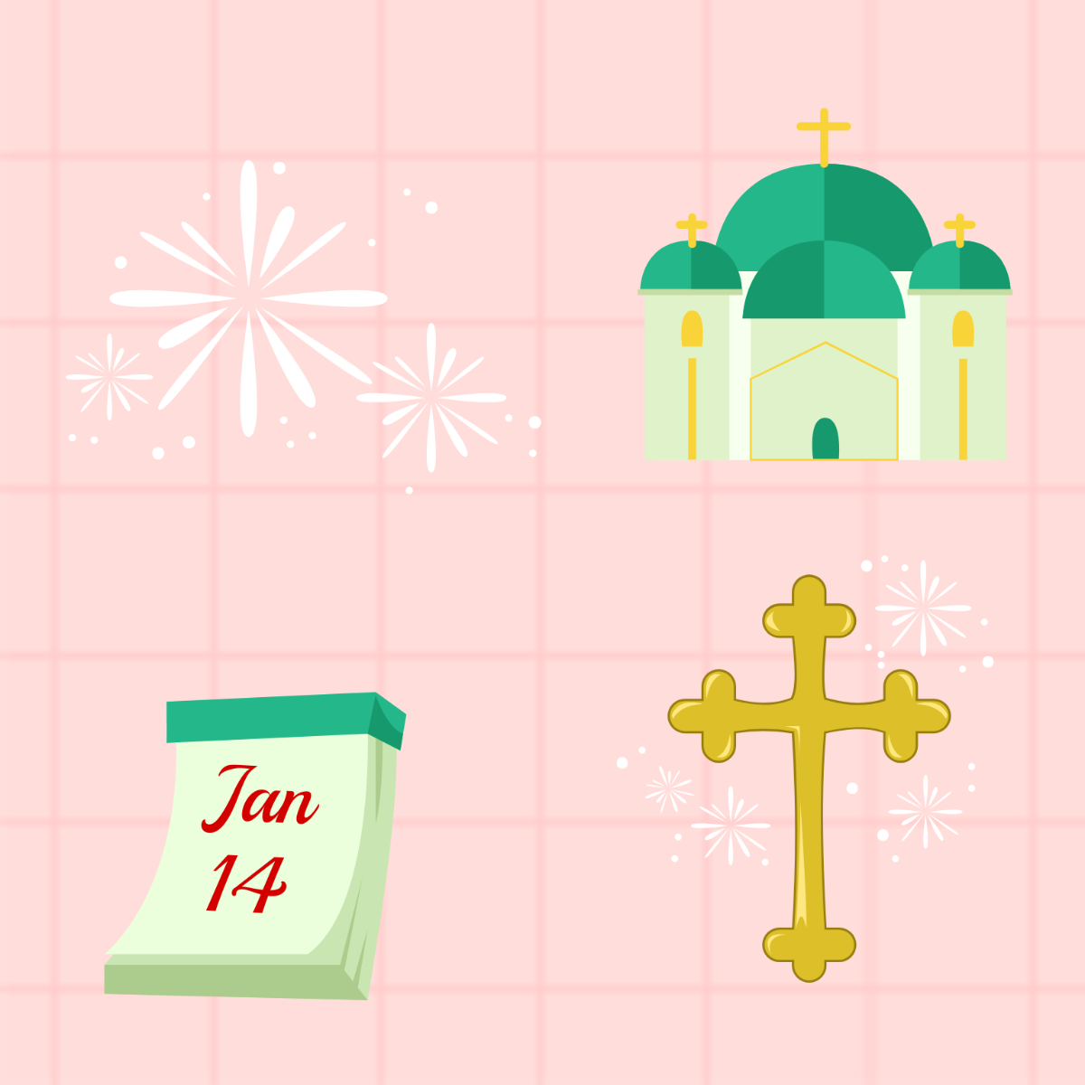 Orthodox New Year Clipart Vector Template