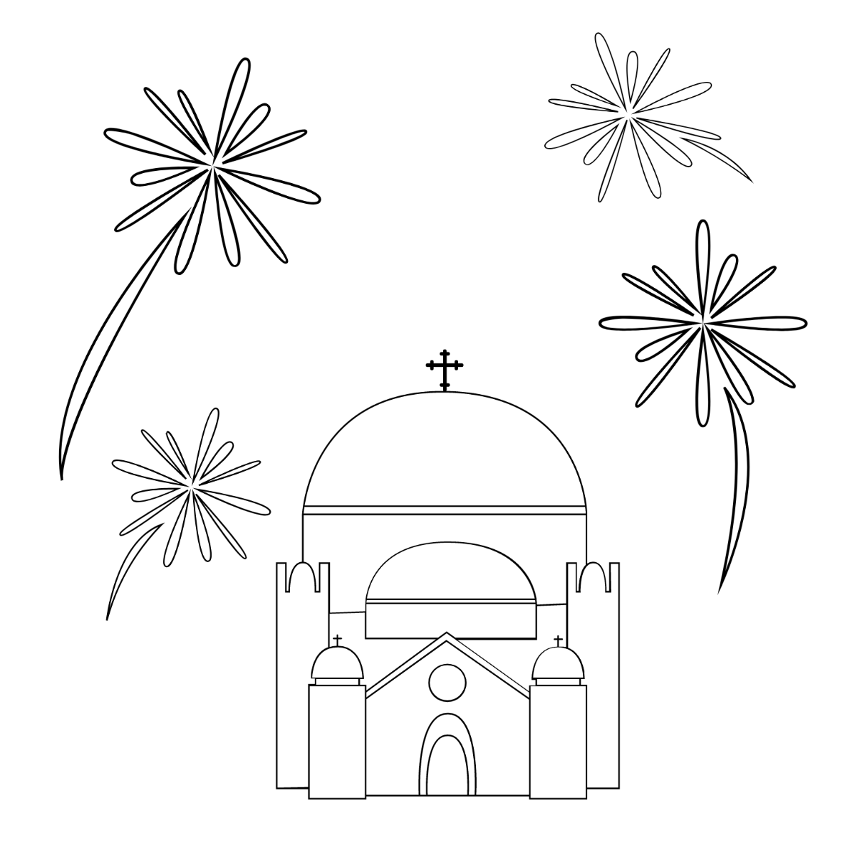 Free Orthodox New Year Drawing Vector Template