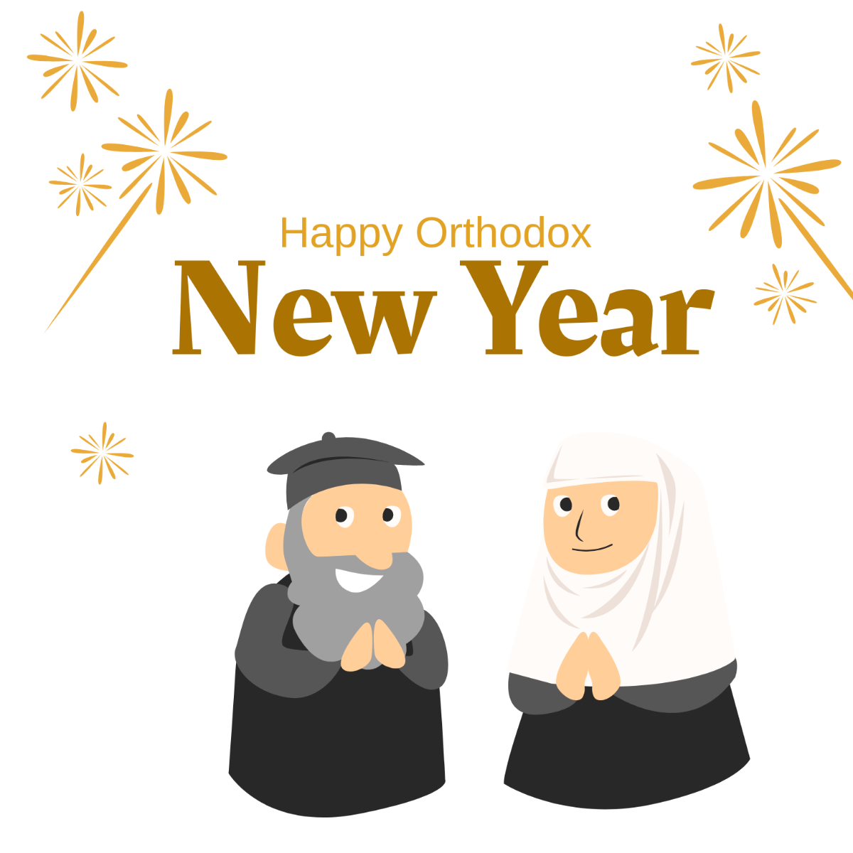 Orthodox New Year Cartoon Vector Template