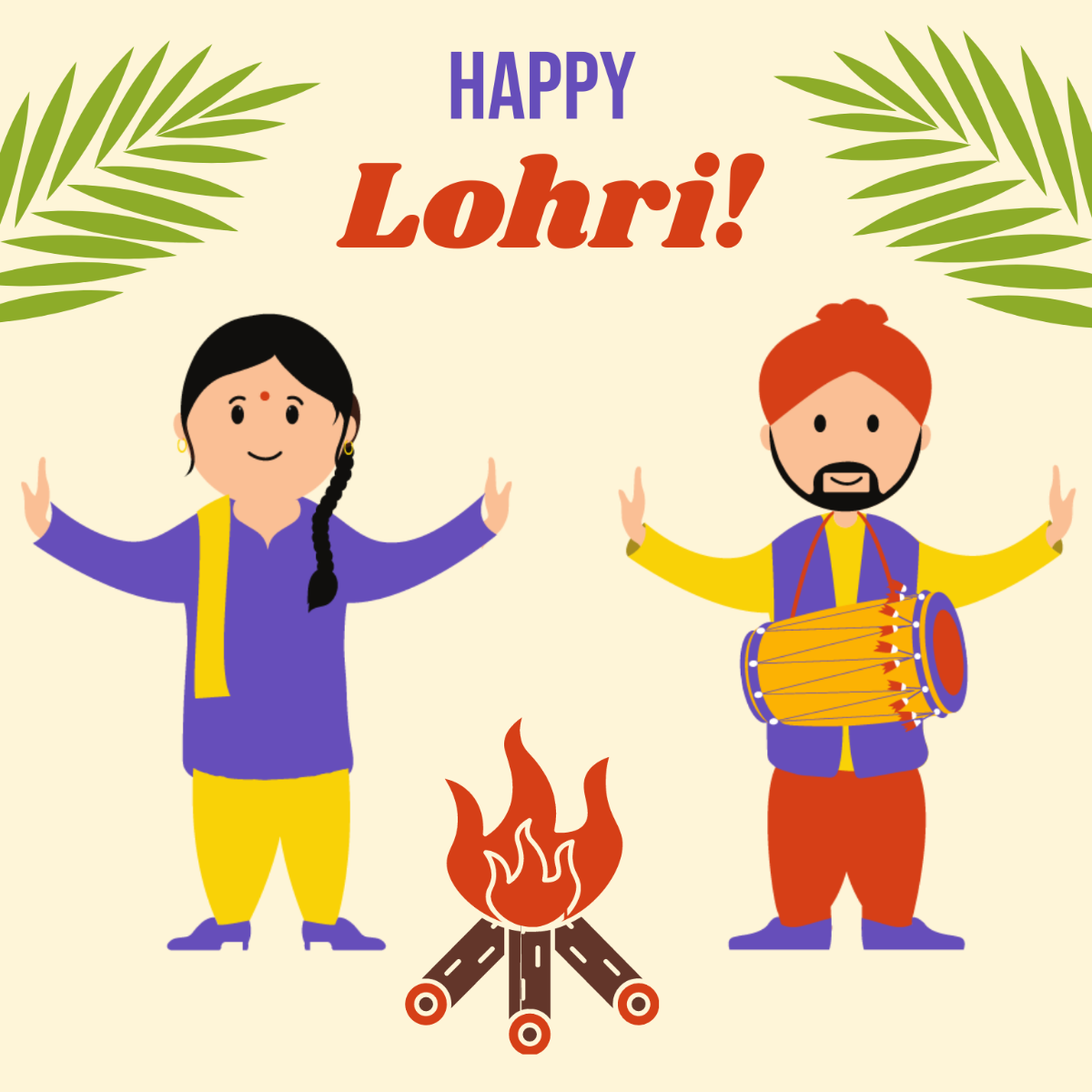Happy Lohri Circular Greeting Card – Beauty and The Button