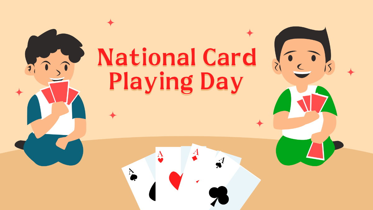 Free National Card Playing Day Cartoon Background Template