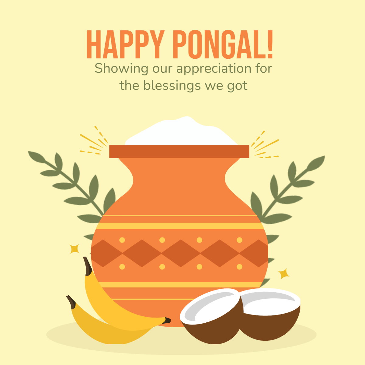 Pongal Greeting Card Vector Template