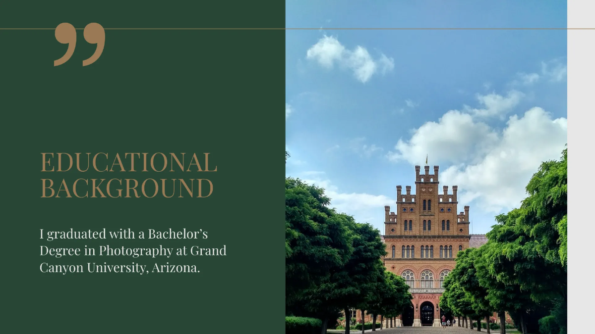 Free Photographer Portfolio Presentation Template to Edit Online