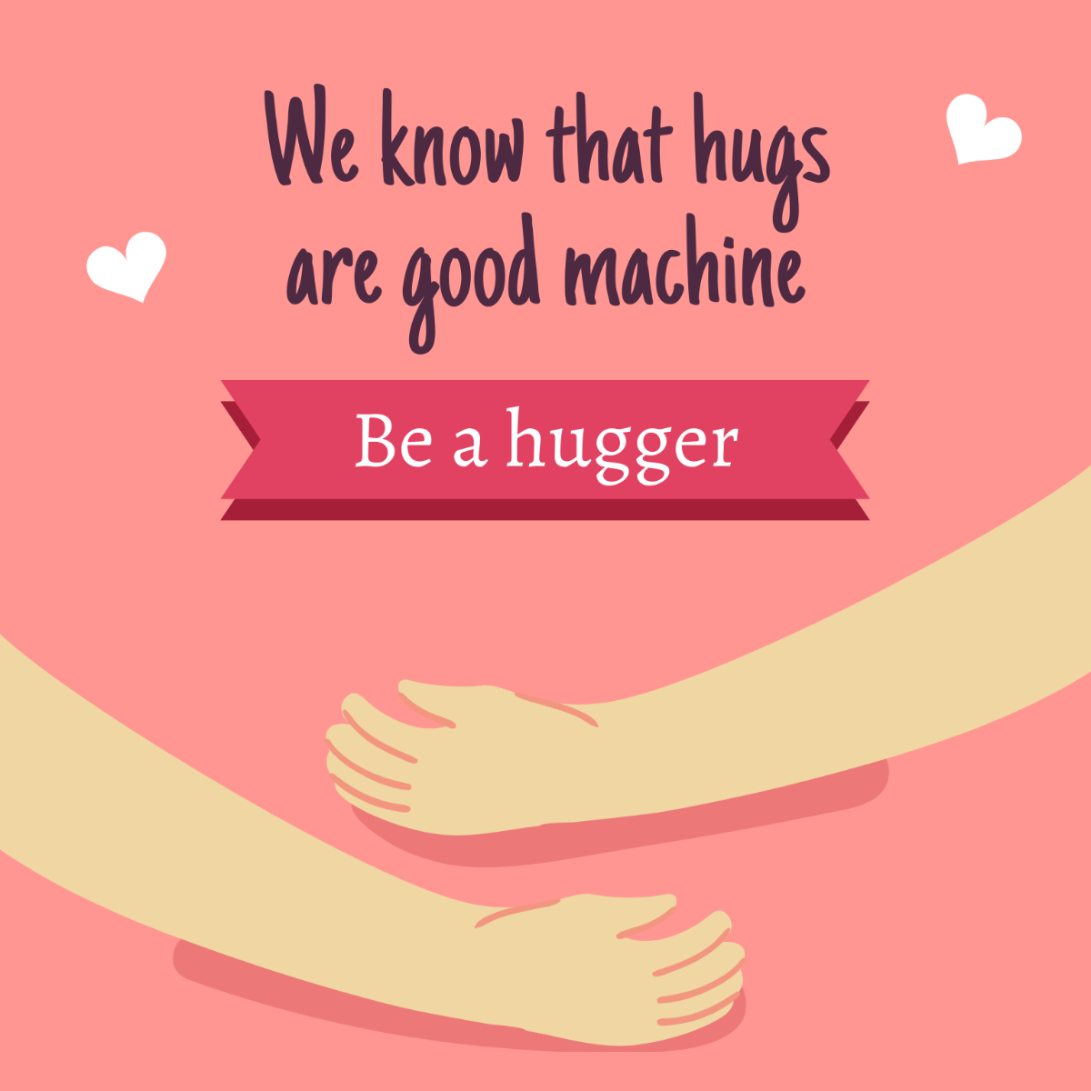 National Hugging Day Greeting Card Vector Template
