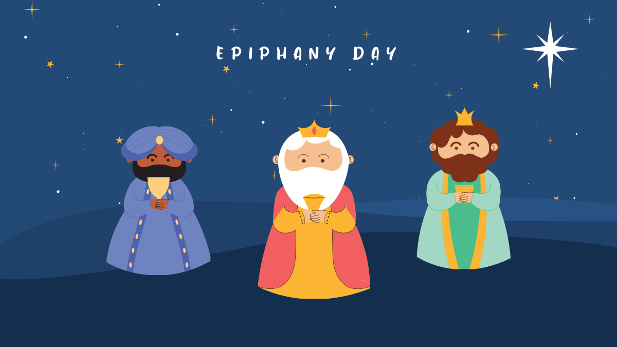 Epiphany Day Cartoon Background Template