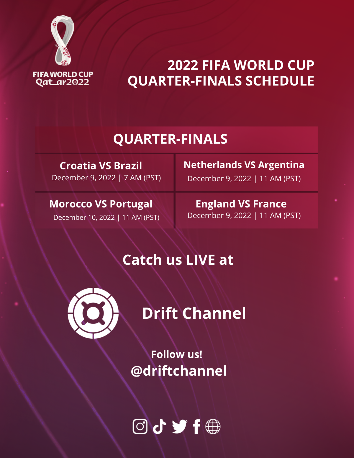 FIFA World Cup 2022 Quarter-Finals Schedule Flyer Template - Edit Online & Download