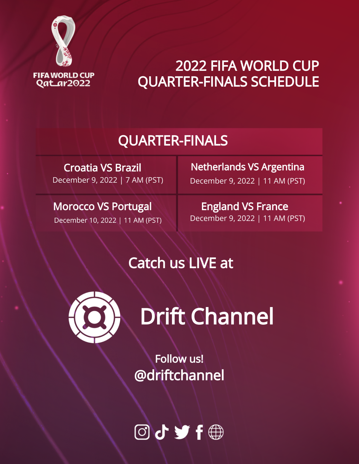 FIFA World Cup 2022 Quarter-Finals Schedule Flyer Template