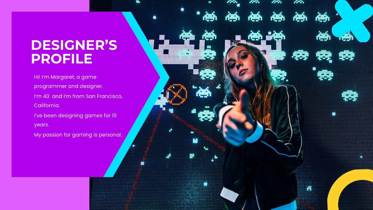 Free Gaming Design Portfolio Presentation Template to Edit Online